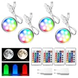 Juego de 4 bombillas LED RGB 001 para Laboratorio Bambu, 16 colores, kit de luz LED con 4 mandos a distancia y 2 conectores, iluminación para impresoras 3D modelos A1 mini/P1P/X1C, compatible con
