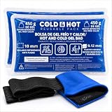 SURGICALMED - Pack de 2 Bolsas de Gel Frío o Calor Reutilizables (26 x 15 cm) - Incluye 1 Funda Multiposición de Tela con banda de compresión - Aptas para Nevera y Microondas - Ideales para Terapias