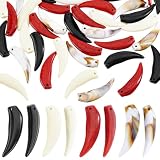 AHANDMAKER 40 piezas de 4 colores de dientes de lobo colgantes de acrílico con forma de dientes colgantes para fabricación de joyas caseras collar pulsera Halloween disfraz fiesta decoración