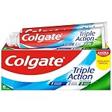 COLGATE Triple Action Dentífrico, Estándar, 2 x 75 Ml, 150 Mililitros | Protección Anticaries, Dientes Más Blancos y Aliento Fresco