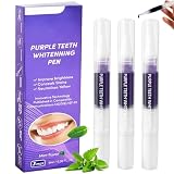 Blanqueador Dental Lapiz, Blanqueamiento Dientes Bolígrafo Kit, Gel Blanquear Lápices Efectivo, Teeth Whitening Pen en casa, Elimina Manchas Café y Té, Fácil de Transportar y Usar, Morado 3 Piezas