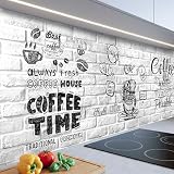 Panel Cocina Antisalpicaduras 400x60cm – Placa ABS Monolítica con Impresión Directa – Calidad Deluxe – Protector Decorativo – Diseños y Tamaños (Menú de Café)
