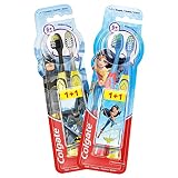 Colgate Cepillo de Dientes Suave para Niños de Batman o Wonder Woman, Envío Aleatorio de Superhéroe, Multicolor, 1+1