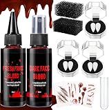 Colmillos Vampiro, 3 Pares Dientes de Vampiro + 2 Sangre Falsa para Halloween Maquillaje, Vampire Teeth Realistas con Adhesivo para Zombie Vampiro Cosplay